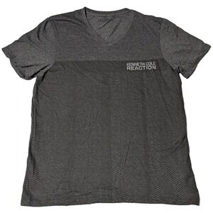 KENNETH COLE REACTION Men Size 2XL Charcoal Gray Light Texture‎ V-Neck T-Shirt